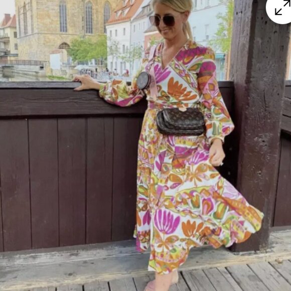 NEW ZARA NEW COLLECTION Printed Midi Dress 8252/254 Floral Tiered Ruffle S 4 6 - Picture 2 of 7